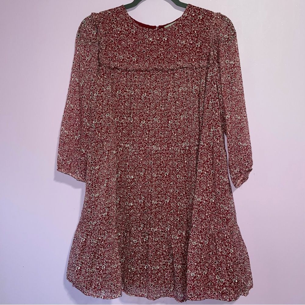 Coconut Prairie Dress Girls Size 11/12 Ruffle Tulle Ditsy Floral Cottagecore